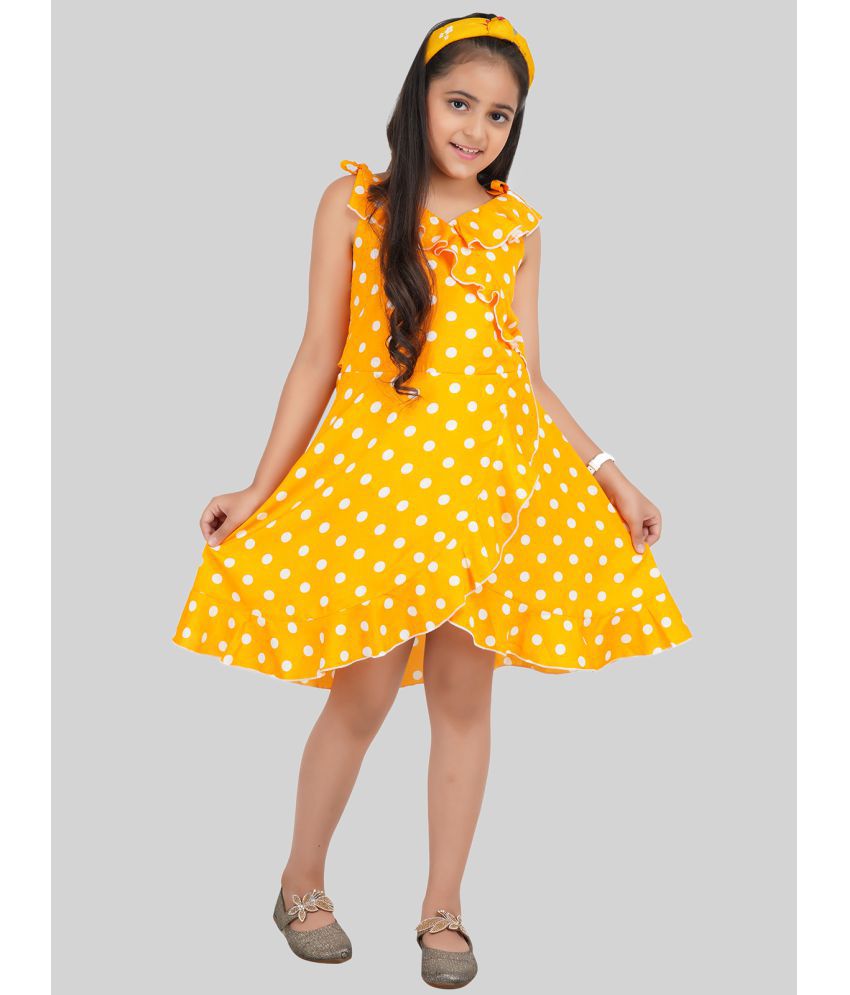     			Being Naughty - Yellow Polyester Girls Asymmetric Dress ( Pack of 1 )