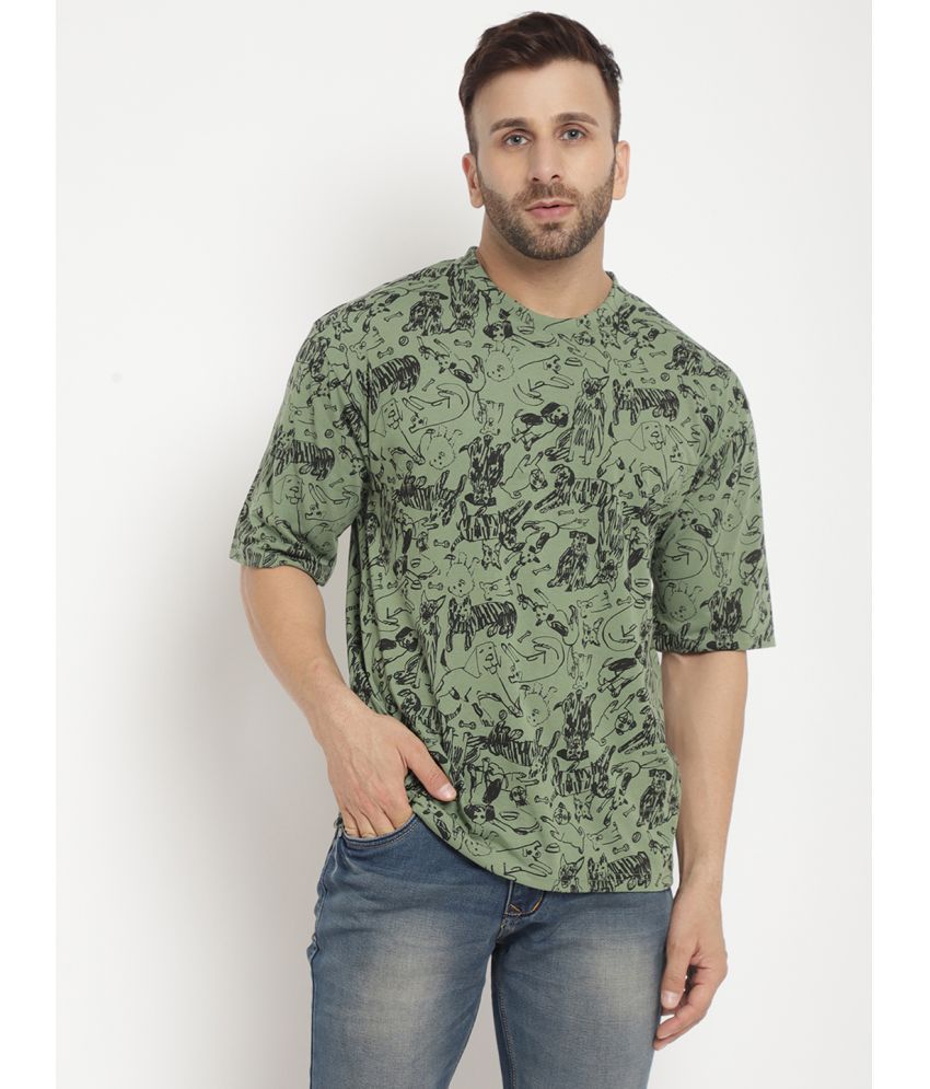     			Gritstones - Mint Green Cotton Blend Oversized Fit Men's T-Shirt ( Pack of 1 )