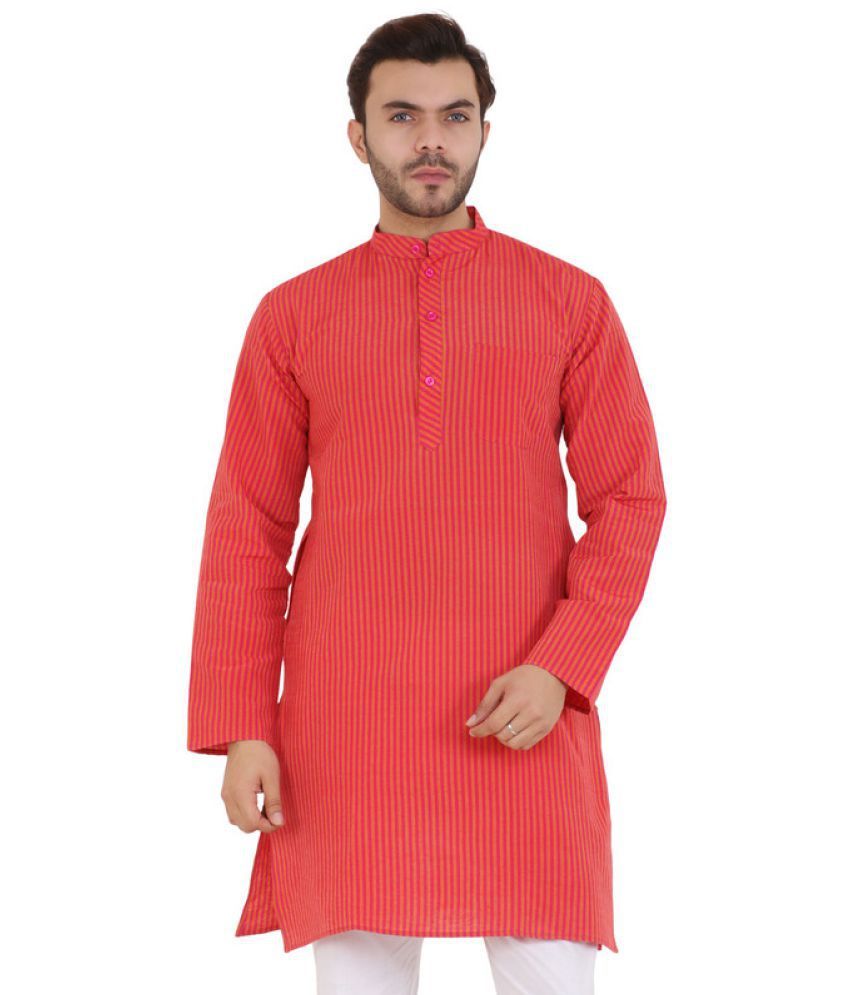     			Latest Chikan - Red Cotton Men's Regular Kurta ( Pack of 1 )