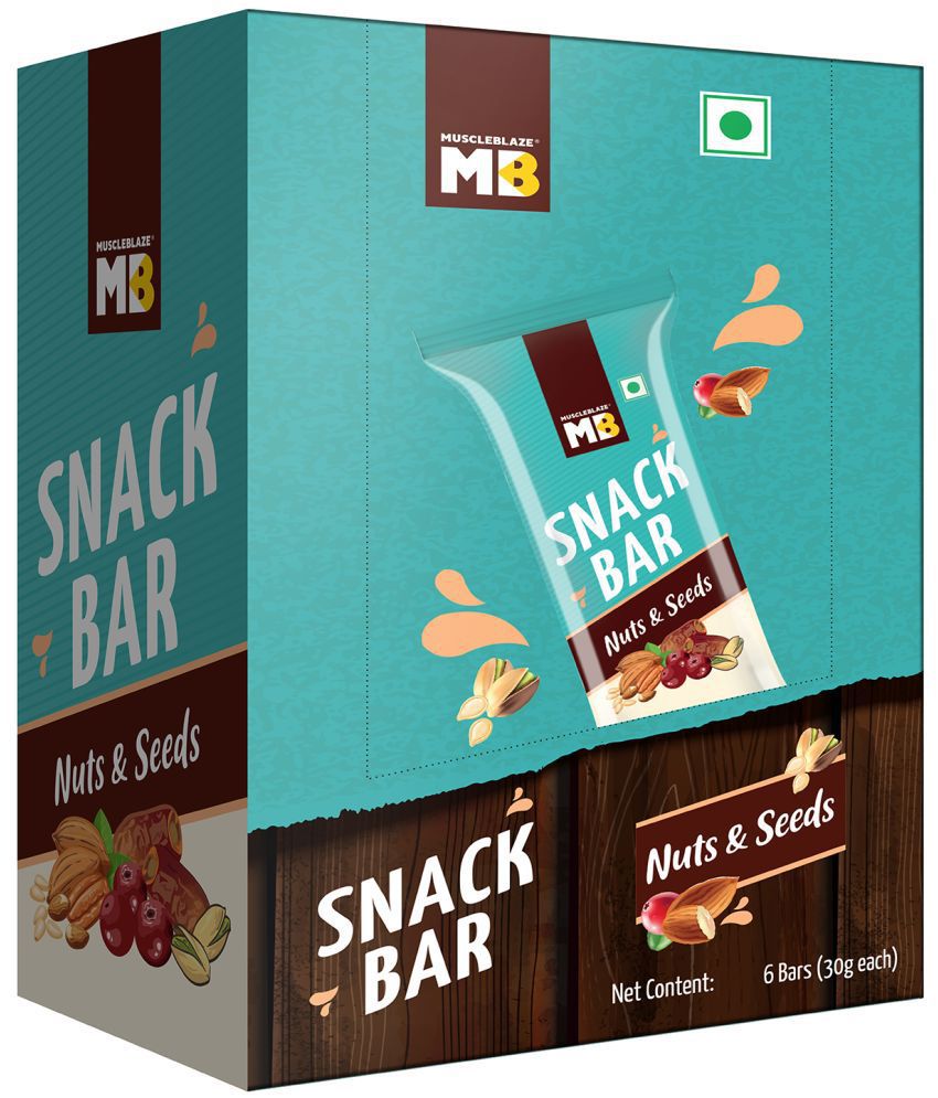 MuscleBlaze Snack Bar(Nut & Seeds) Protein Bar Pack of 6 - 180 g