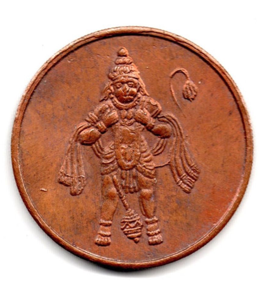     			Nisara Collectibles - UKL One Anna Copper India coin rare. Baj Rang Bali1818 East India Company  Numismatic Coins