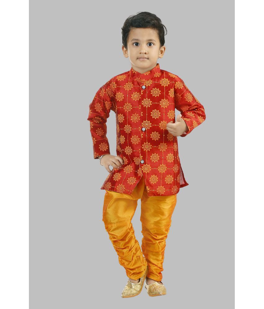     			Pichkari - Maroon Silk Boys Kurta With Churidar ( Pack of 1 )