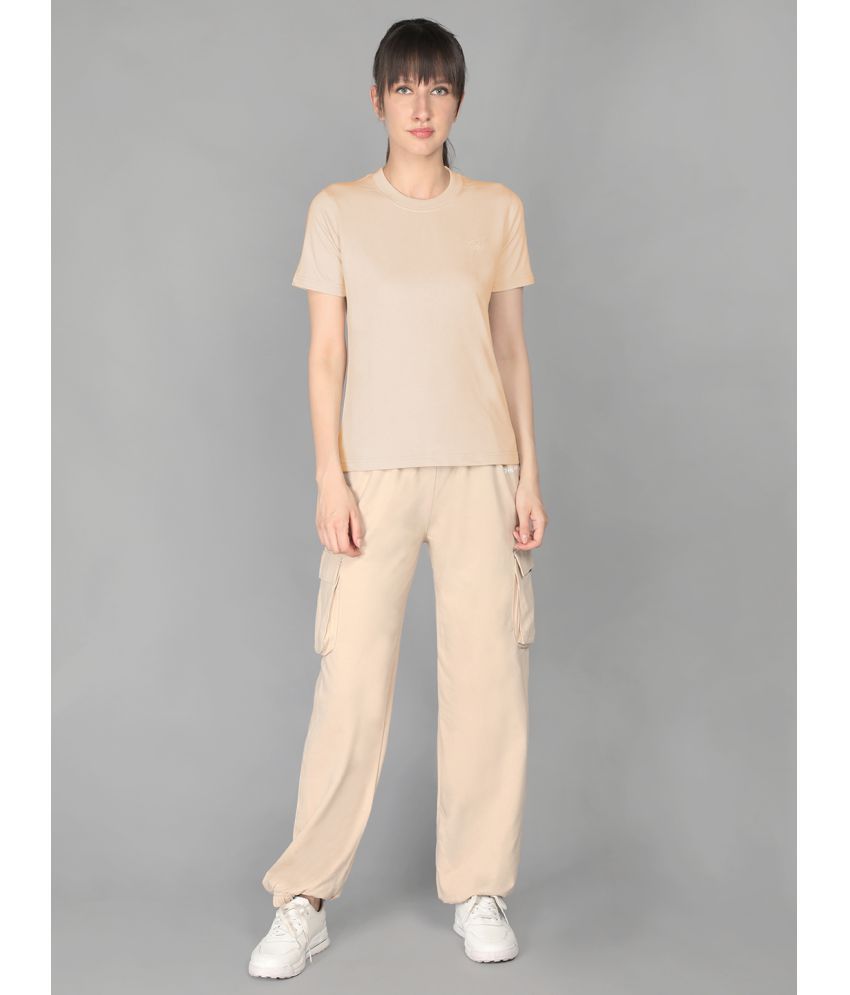     			Chkokko Beige Poly Cotton Solid Tracksuit - Single