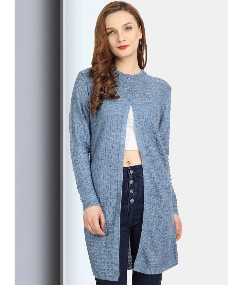     			Clapton Acro Wool Blue Buttoned Cardigans -