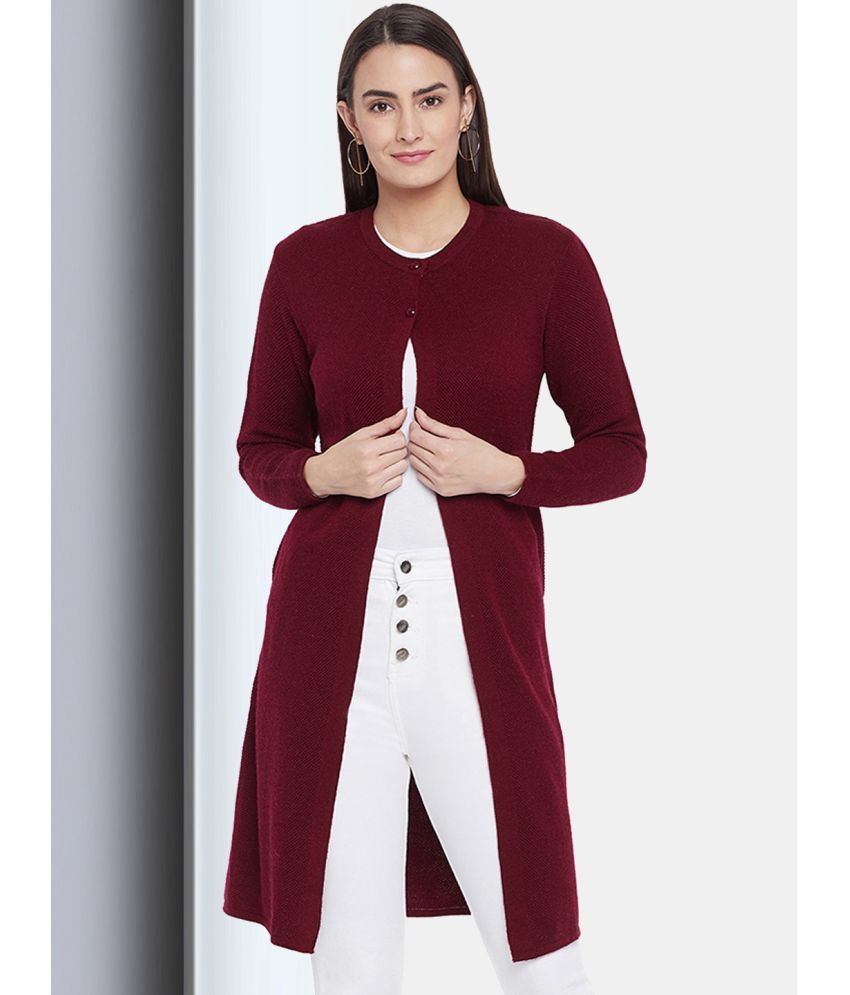     			Clapton Acro Wool Maroon Buttoned Cardigans -