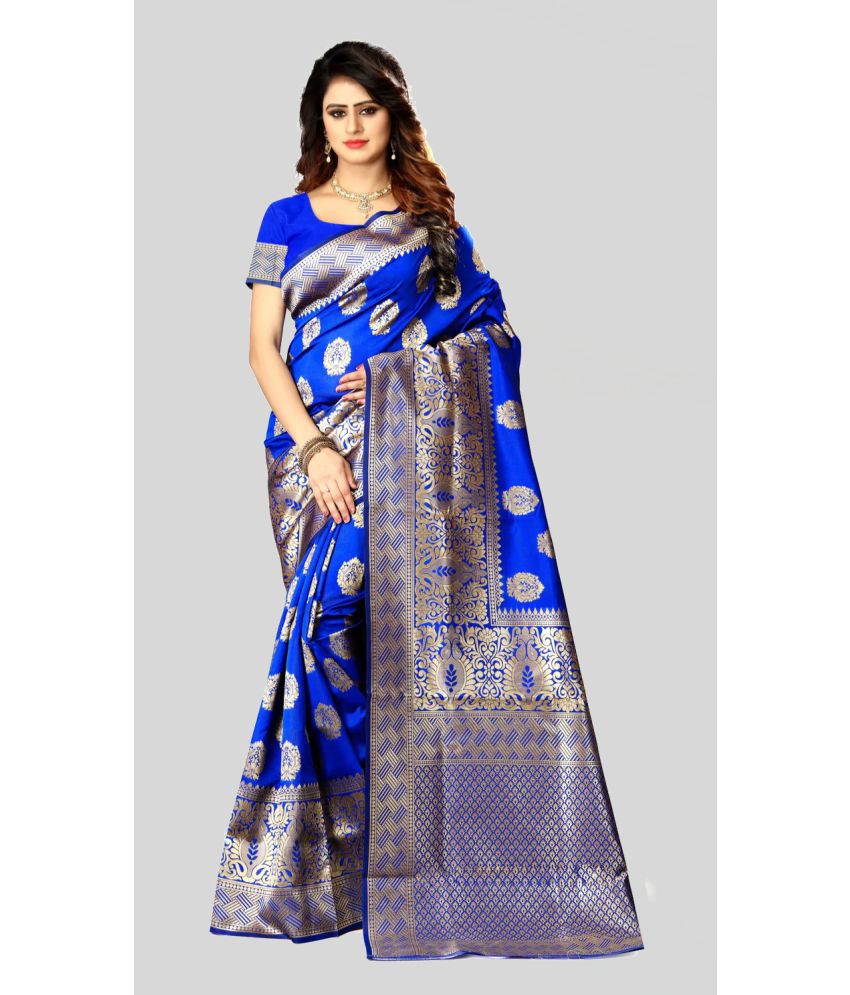     			Darshita International - Blue Art Silk Saree With Blouse Piece ( Pack of 1 )