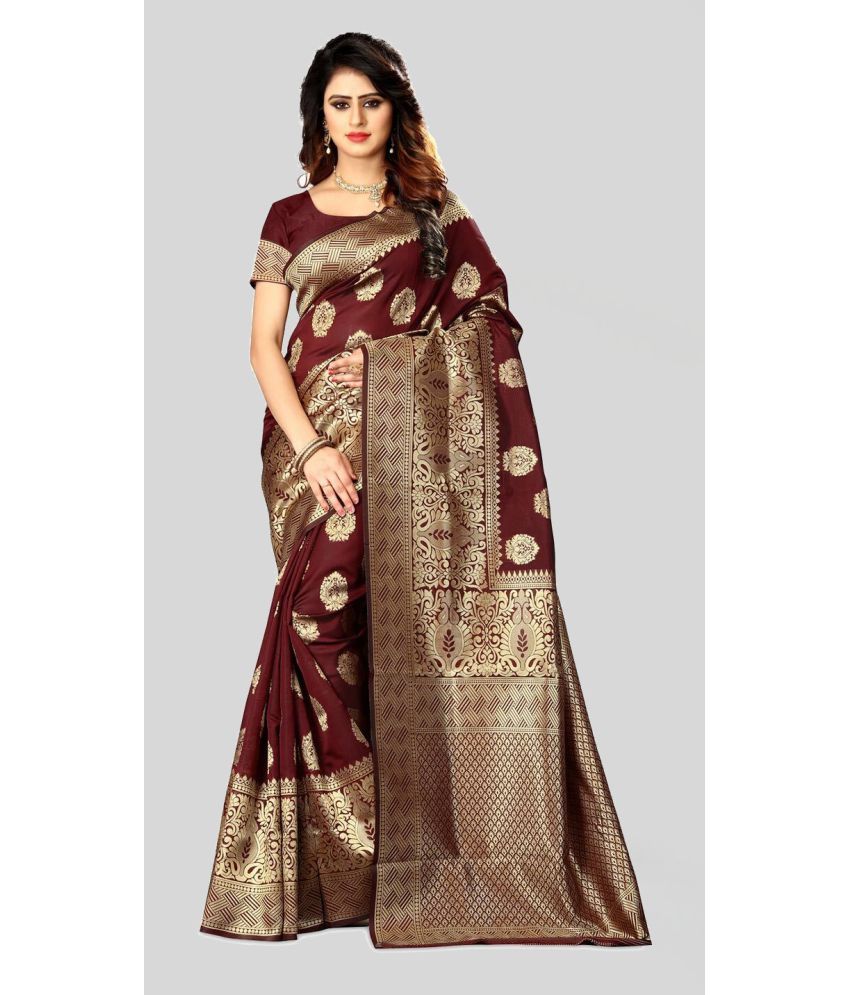     			Darshita International - Maroon Art Silk Saree With Blouse Piece ( Pack of 1 )