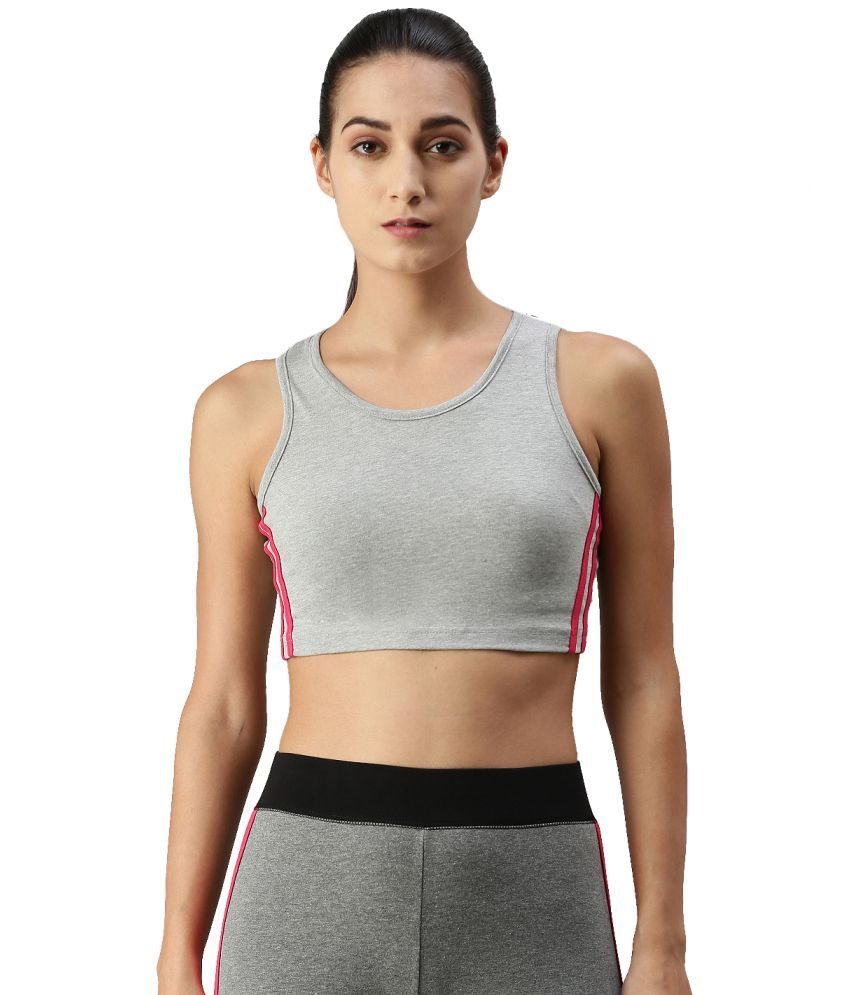     			De Moza - Grey Melange Cotton Women's Crop Top ( Pack of 1 )