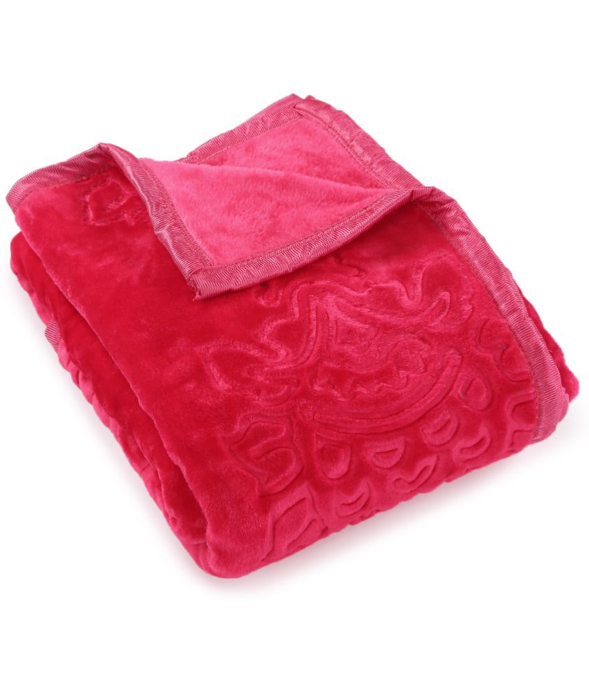 HOMETALES - Pink Mink Mild Winter Single Blanket ( Pack of 1 )
