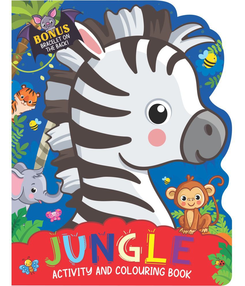     			Jungle Activity and Colouring Book- Die Cut Animal Shaped Book : Interactive & Activity  Children Book by Dreamland Publications 9789394767560