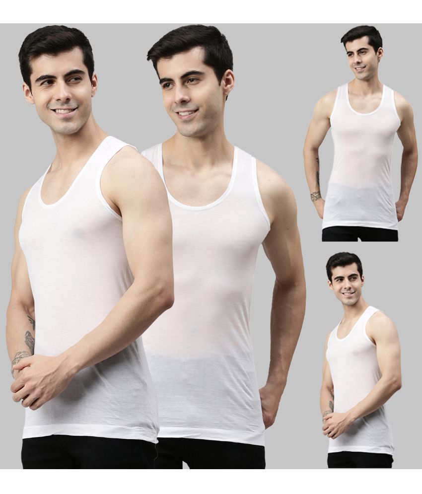     			Pack of 4 Lux Cozi - White Cotton Blend Men's Vest