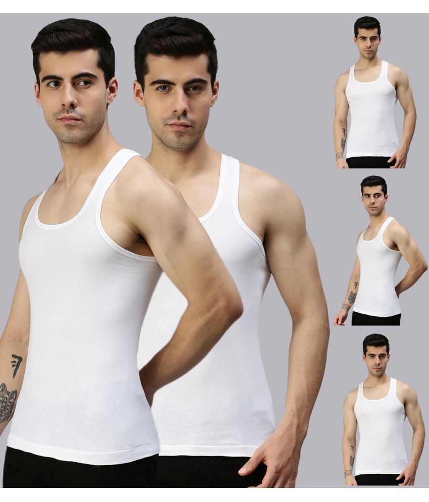 Lux Cozi - White Cotton Blend Men's Vest ( Pack of 5 )
