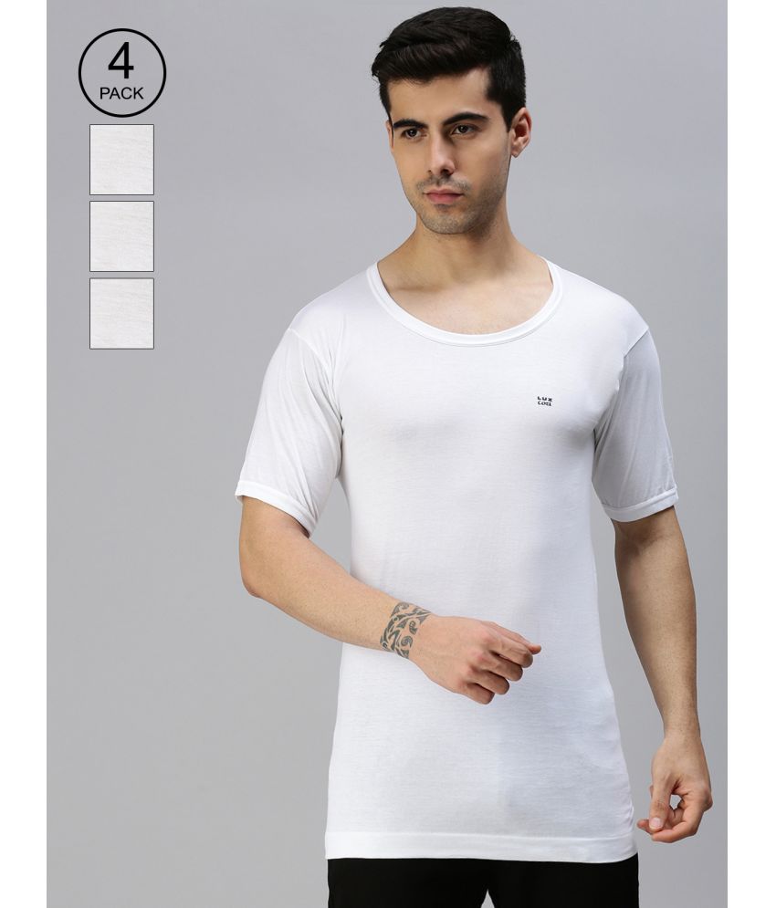     			Lux Cozi - White Cotton Blend Men's Vest ( Pack of 4 )