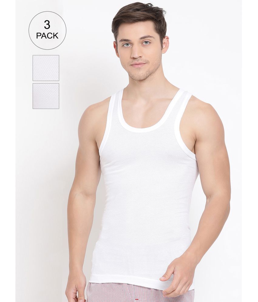     			Pack of 3 Lux Cozi - White Cotton Blend Men's Vest