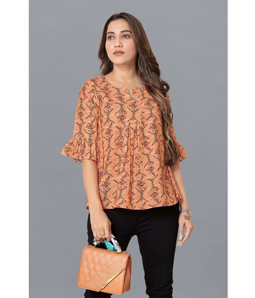     			MIRROW TRADE - Orange Polyester Women's A-Line Top ( Pack of 1 )