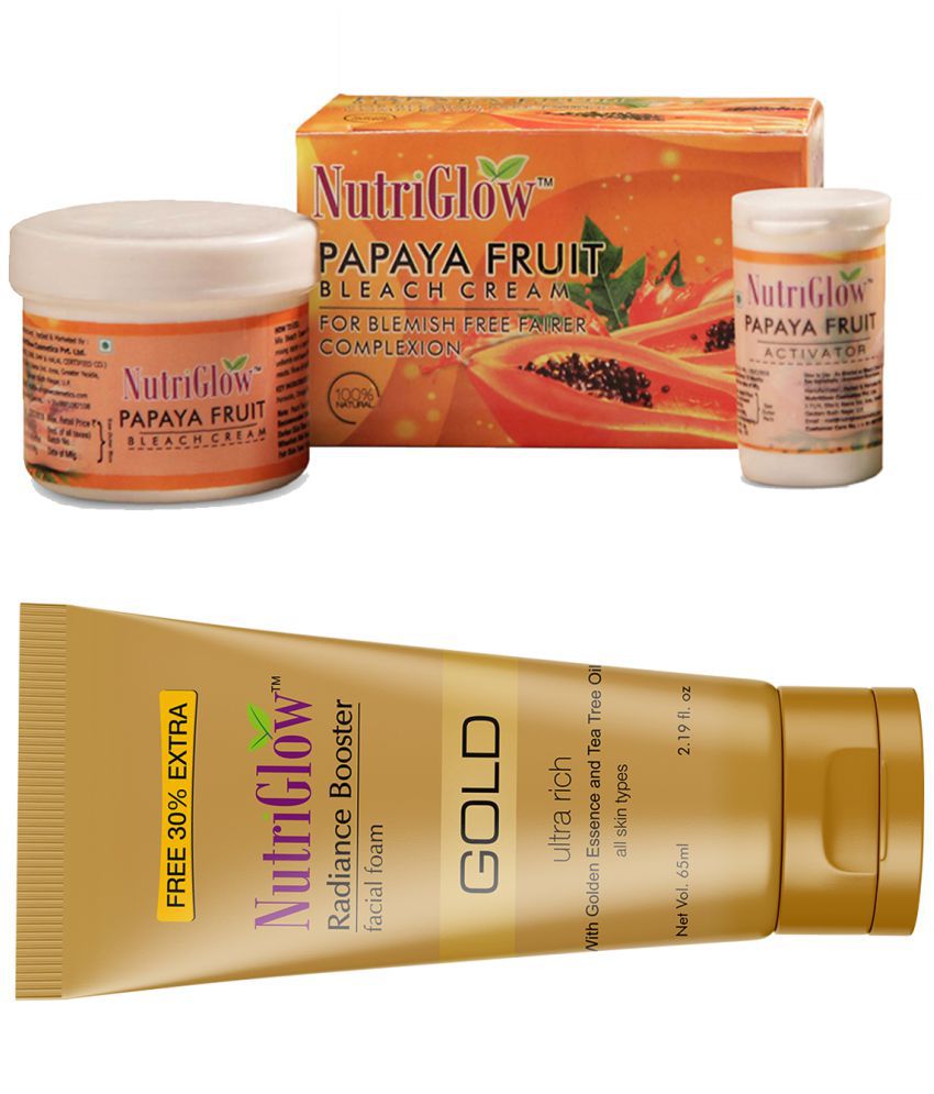     			Nutriglow Papaya Fruit Facial Bleach Cream 43gm + Gold Radiance Face Wash 65gm (Pack of 2)