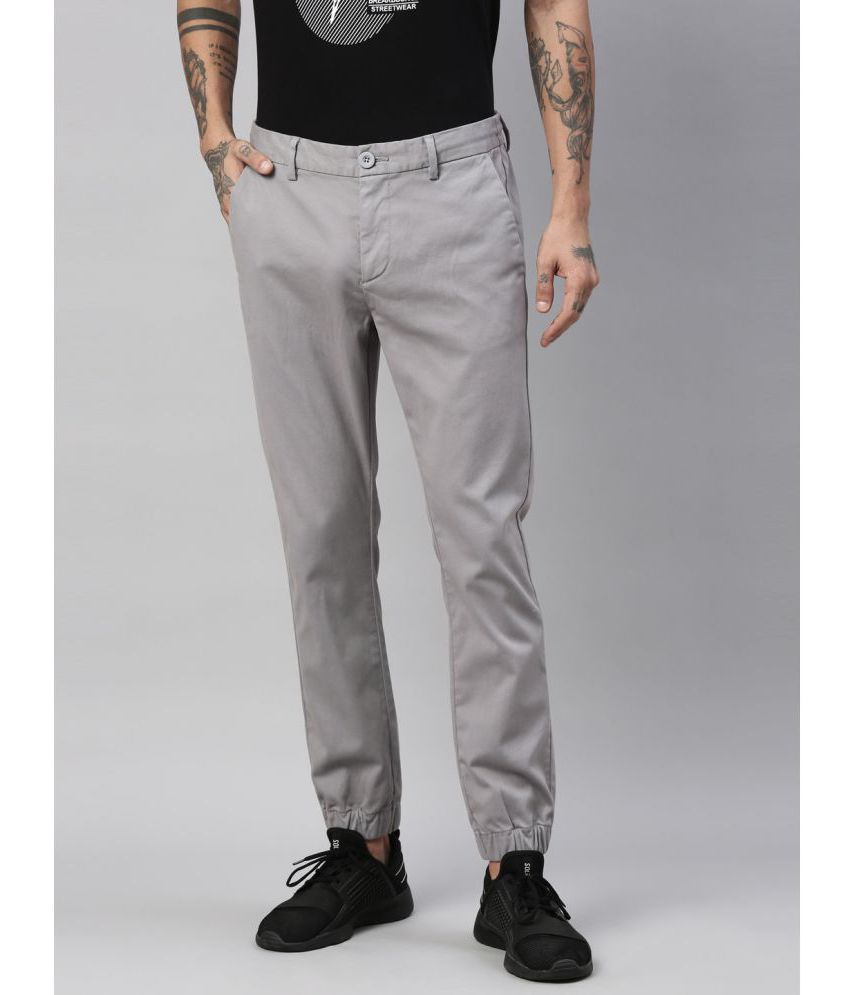     			Breakbounce - Grey Cotton Slim - Fit Men's Chinos ( Pack of 1 )