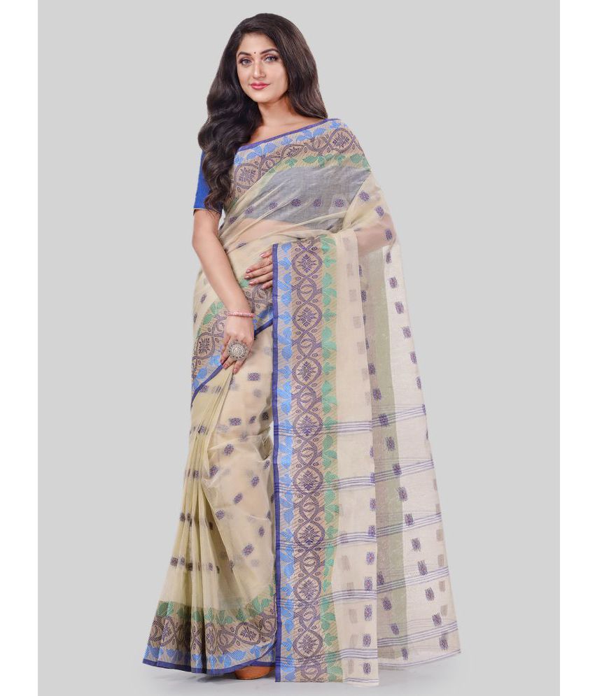     			Desh Bidesh - Beige Cotton Saree Without Blouse Piece ( Pack of 1 )