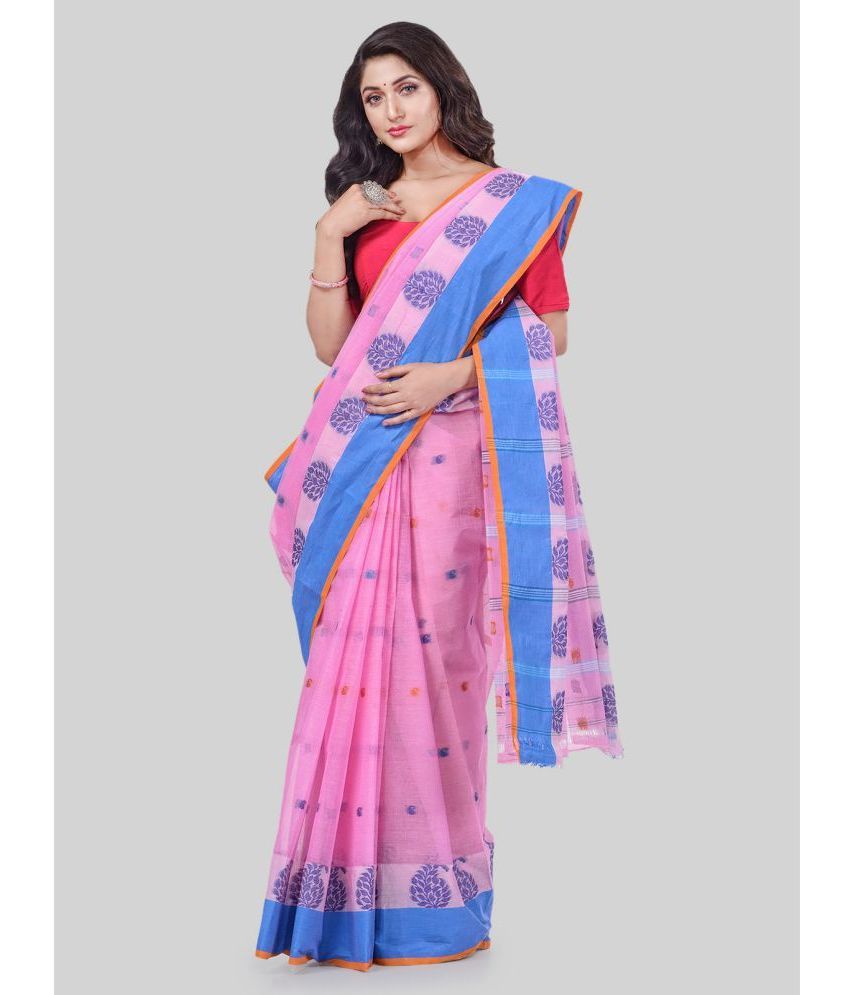     			Desh Bidesh - Pink Cotton Saree Without Blouse Piece ( Pack of 1 )