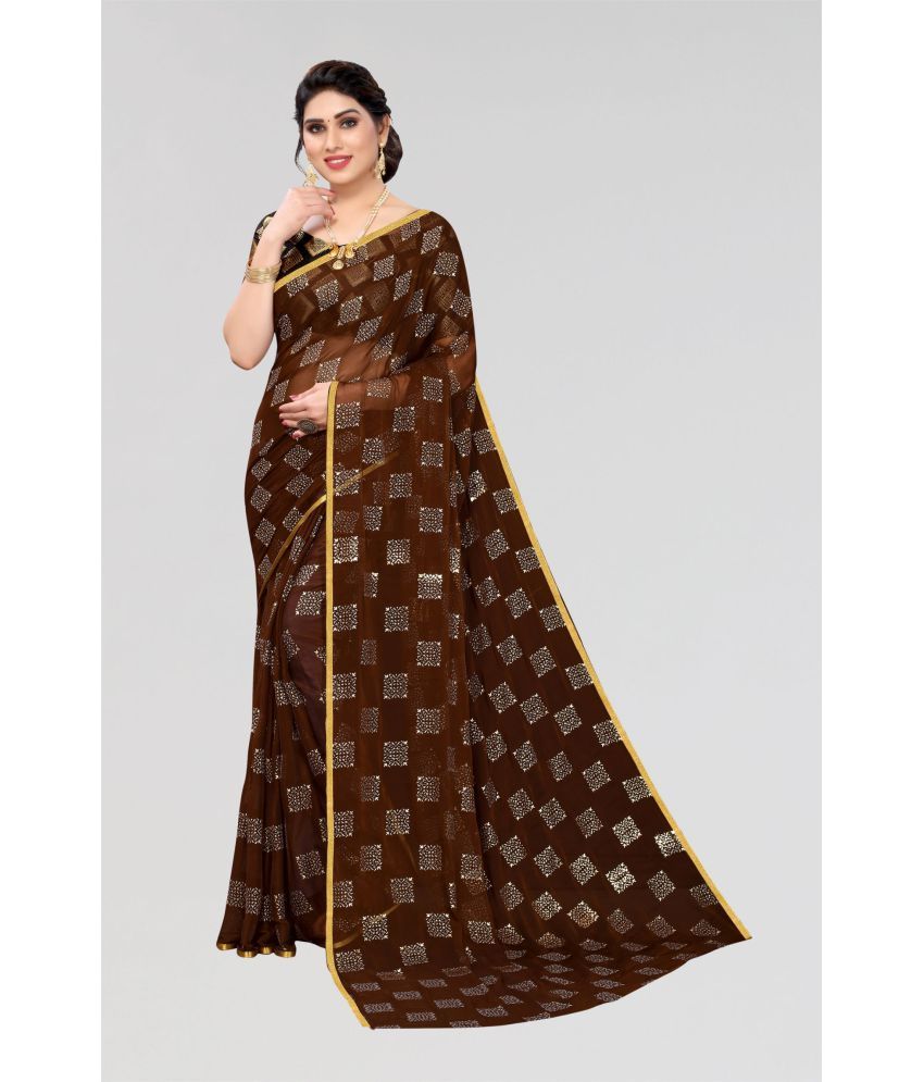     			FABMORA - Coffee Chiffon Saree With Blouse Piece ( Pack of 1 )