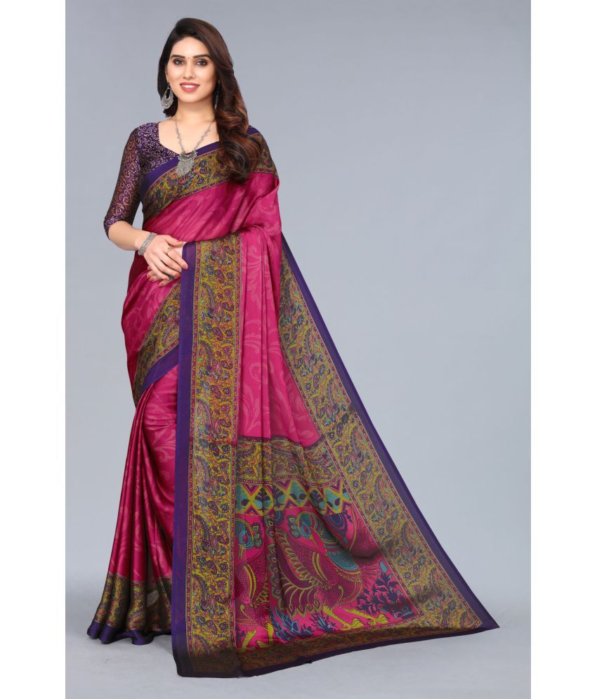     			FABMORA - Rani Chiffon Saree With Blouse Piece ( Pack of 1 )