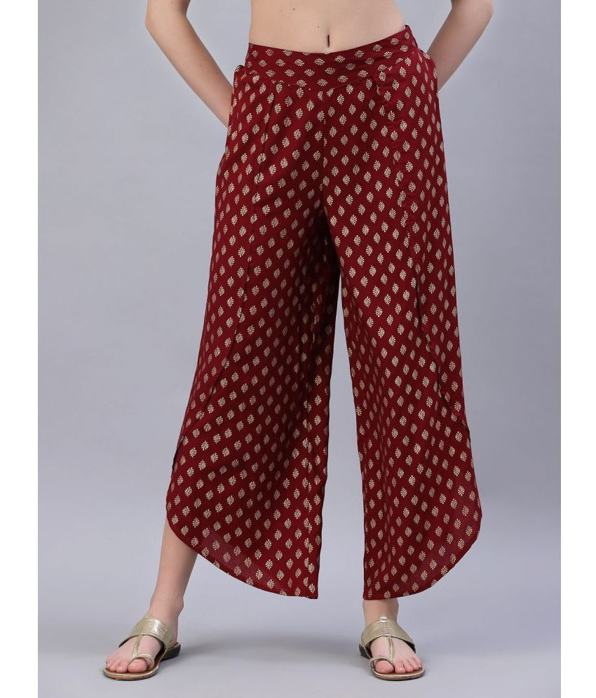    			Juniper - Maroon Rayon Regular Women's Casual Pants ( Pack of 1 )