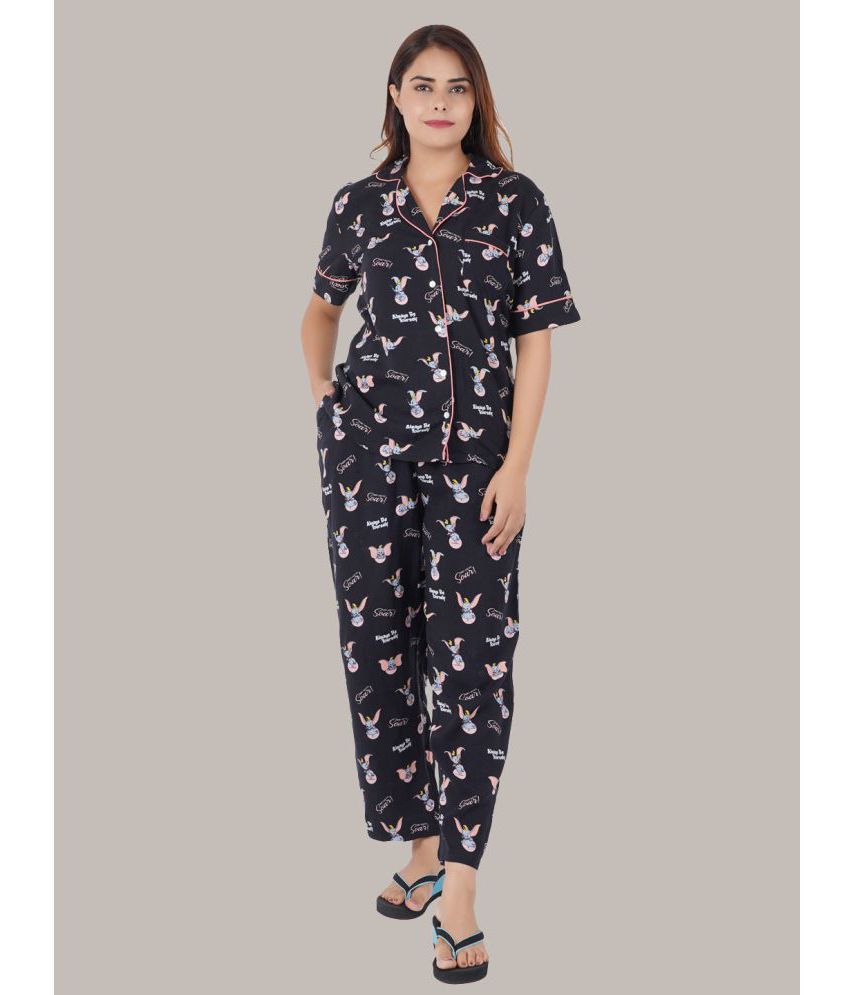     			STYLE SHOES - Black Rayon Women's Nightwear Nightsuit Sets ( Pack of 1 )