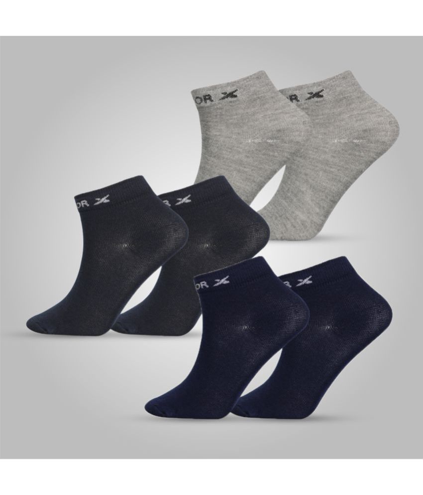     			Vector X - Cotton Blend Men's Solid Light Grey Ankle Length Socks ( Pack of 3 )