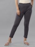 De Moza - Dark Grey Cotton Slim Women's Cigarette Pants ( Pack of 1 )