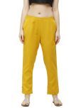 De Moza - Mustard Cotton Blend Slim Women's Cigarette Pants ( Pack of 1 )