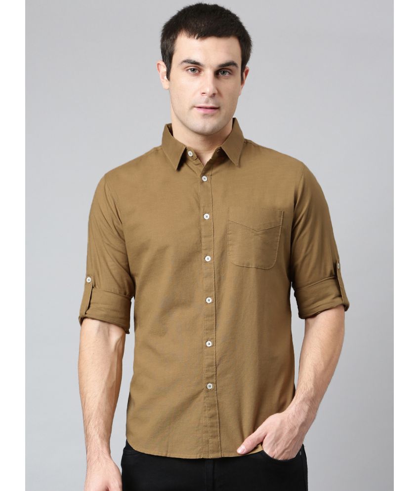     			Dennis Lingo - Brown 100% Cotton Slim Fit Men's Casual Shirt ( Pack of 1 )