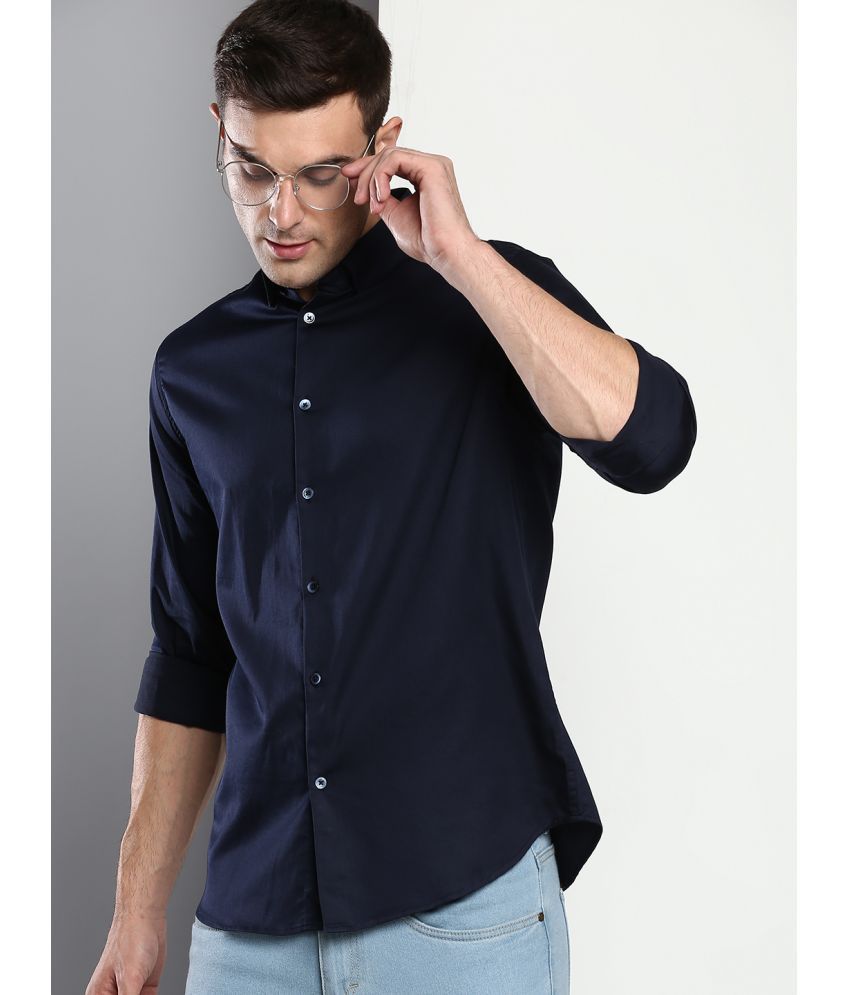     			Dennis Lingo - Navy Cotton Blend Slim Fit Men's Casual Shirt ( Pack of 1 )