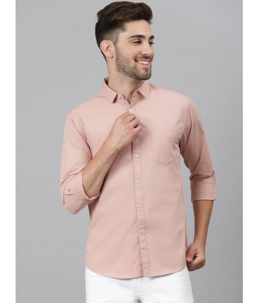 Dennis Lingo - Peach 100% Cotton Slim Fit Men's Casual Shirt ( Pack of 1 )