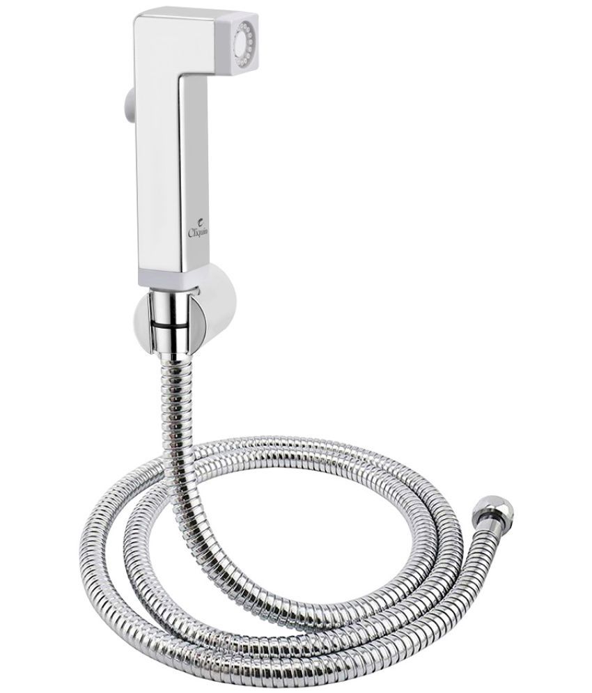     			Cliquin KSHF2204 ABS Health Faucet with SS-304 Grade 1 Meter Flexible Hose Pipe and Wall Hook Health Faucet(Wall Mount Installation Type), Silver, Chrome