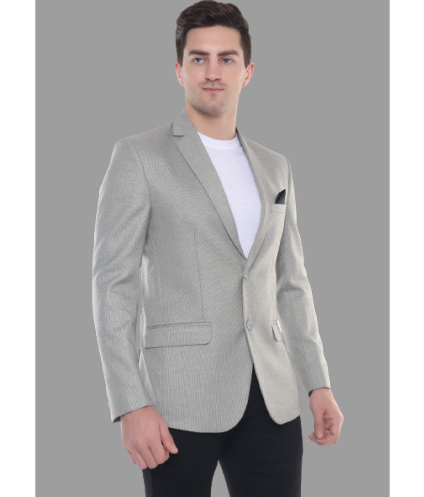     			DKGF Fashion - Grey Polyester Regular Fit Men's Blazer ( Pack of 1 )