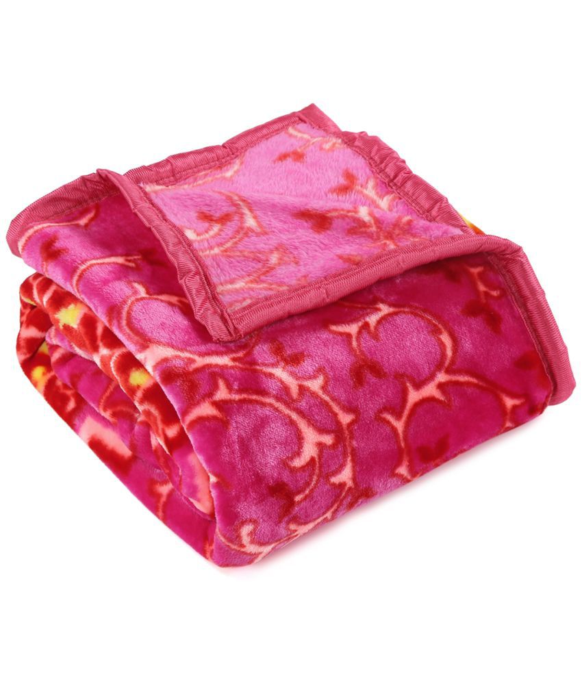 HOMETALES - Pink Mink Mild Winter Single Blanket ( Pack of 1 )