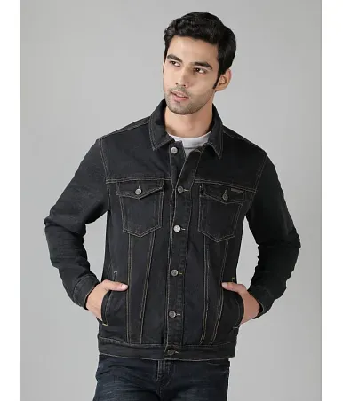 NUEVOSPORTA Grey Cotton Regular Fit Men s Denim Jacket Pack of