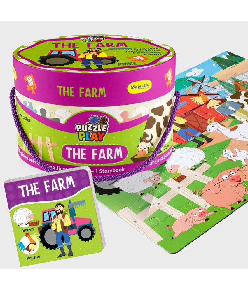     			50 Piece Big Size Puzzle Play The Farm Puzzle Set with 1 Story Board Book for Children