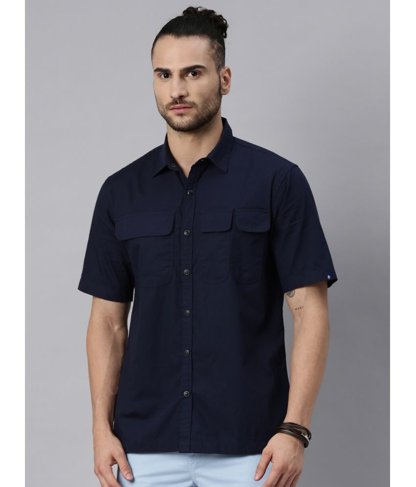 Breakbounce - Navy 100% Cotton Regular Fit Men's Casual Shirt ( Pack of 1 )