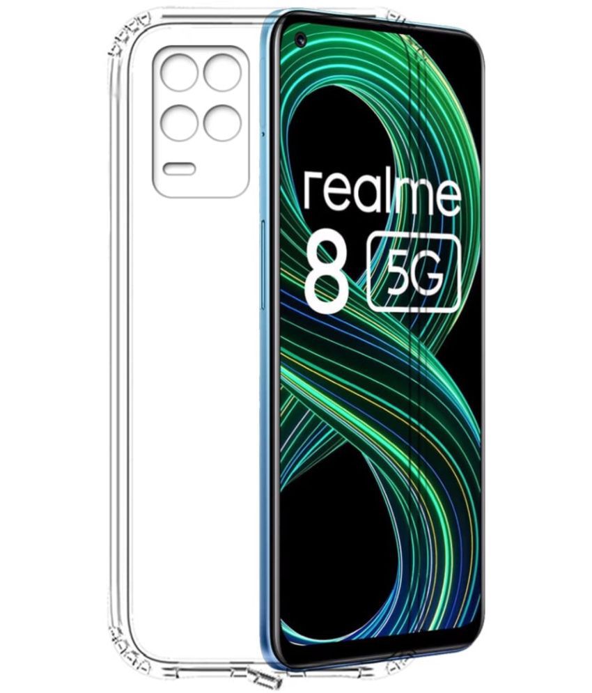     			Case Vault Covers - Transparent Silicon Silicon Soft cases Compatible For Realme 8s 5G ( Pack of 2 )