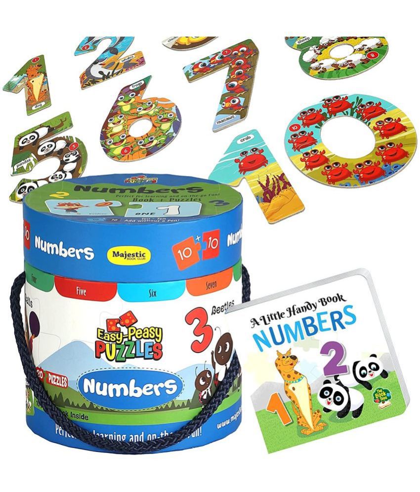     			Easy Peasy 20 Piece Big Size Number Puzzle Set with 1 Board Book for Children