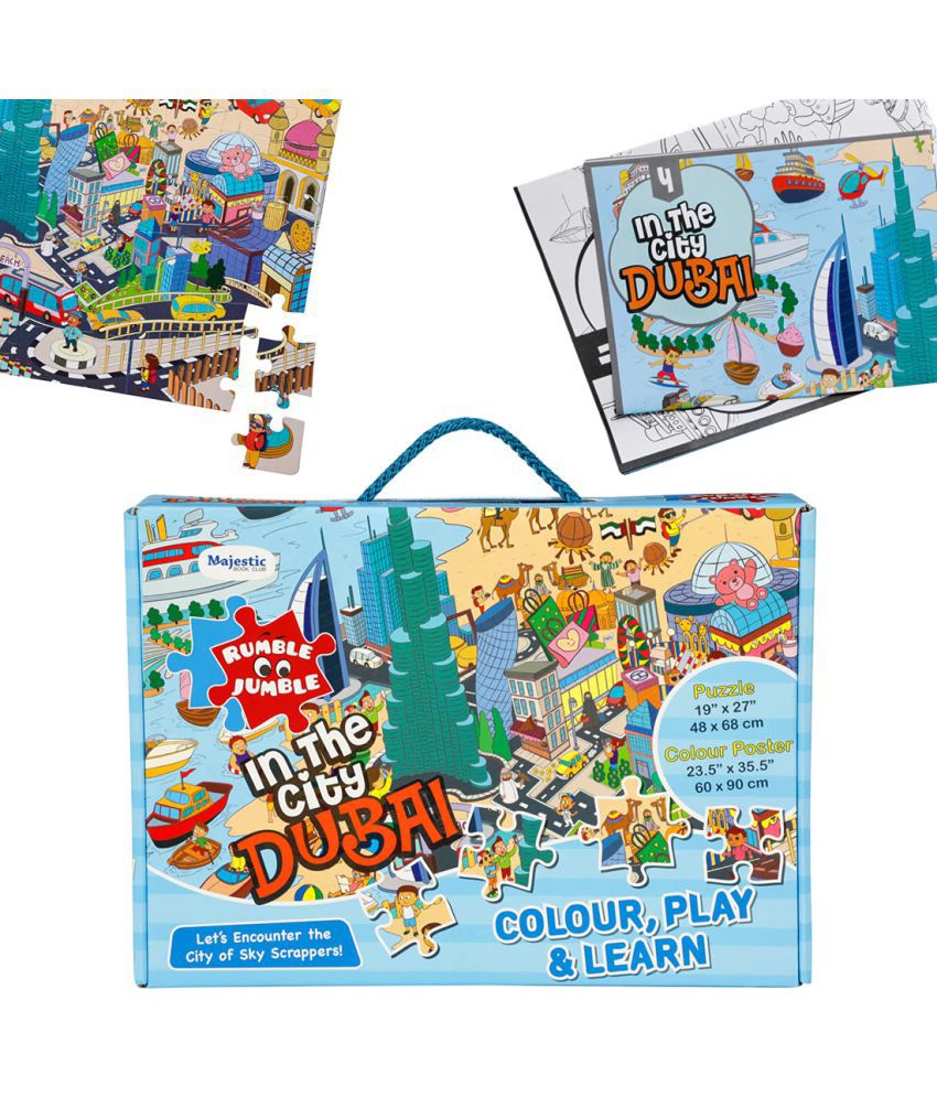     			In The City Dubai Fun and Educational Floor Puzzle by Majestic Book Club, Package Includes a Big Size Colouring Poster and Jigsaw Puzzle Packed in a Beautiful Box