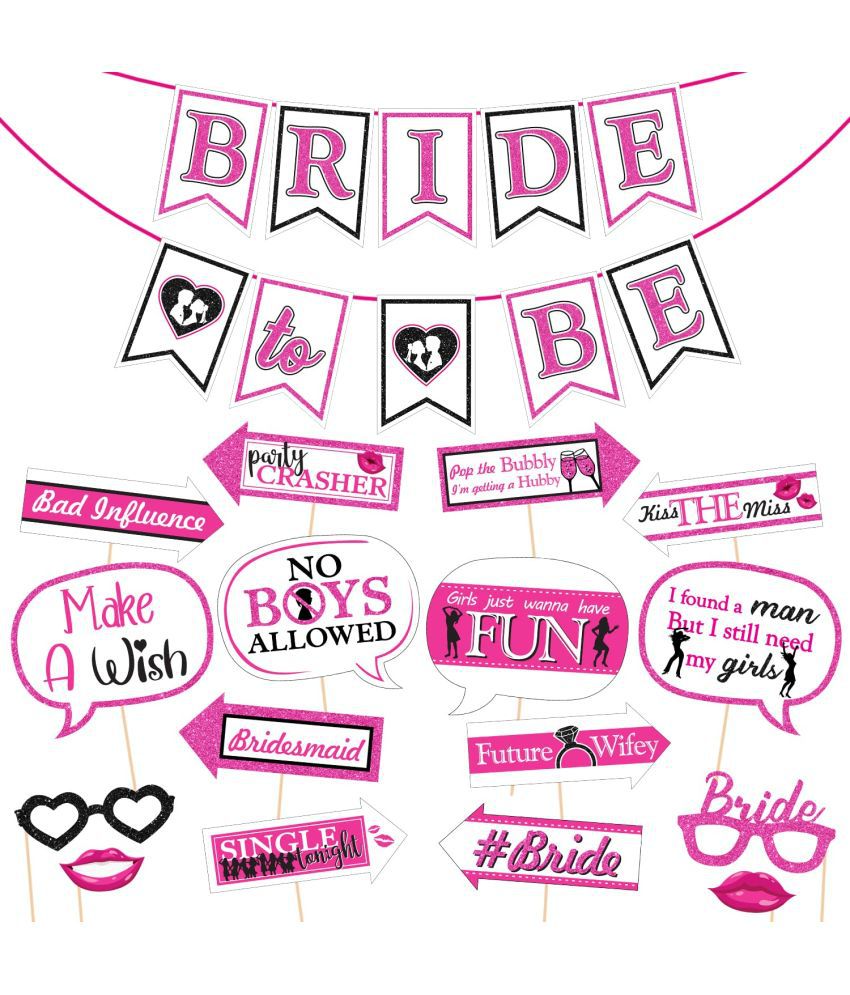     			Zyozi  17 Pcs Bachelorette Party Decorations Kit,Bridal Shower Party Supplies & Engagement Party,Bride to Be Banner and Photo Booth