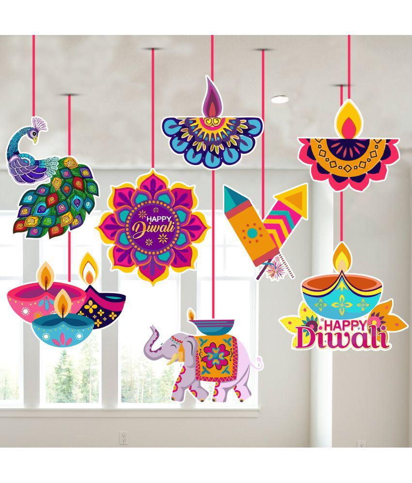     			Zyozi Diwali Decorations Kit Happy Diwali Banner Deepavali Hanging Swirls Festival of Lights Party Supplies Indian Themed Party Decorations,