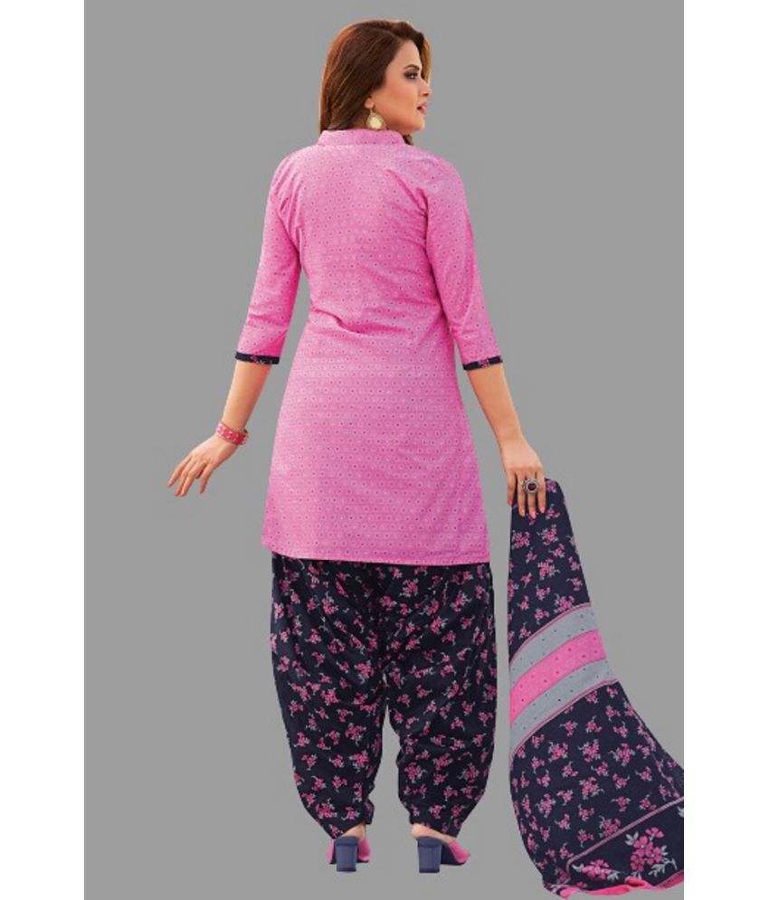shree jeenmata collection - Unstitched Pink Cotton Dress Material ...