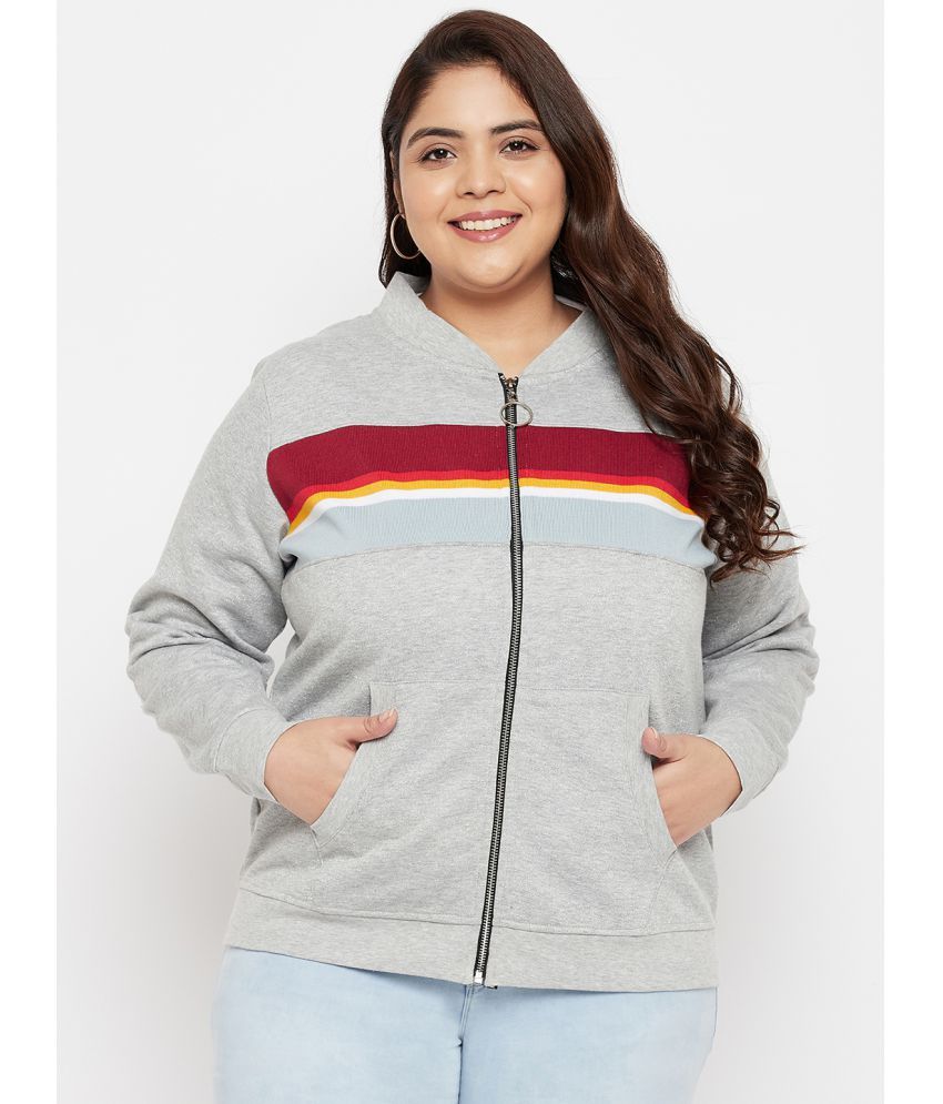     			AUSTIVO Cotton Grey Zippered Sweatshirt