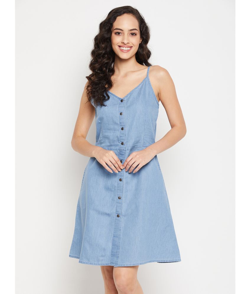     			Clovia - Blue Cotton Women's A-line Dress ( Pack of 1 )