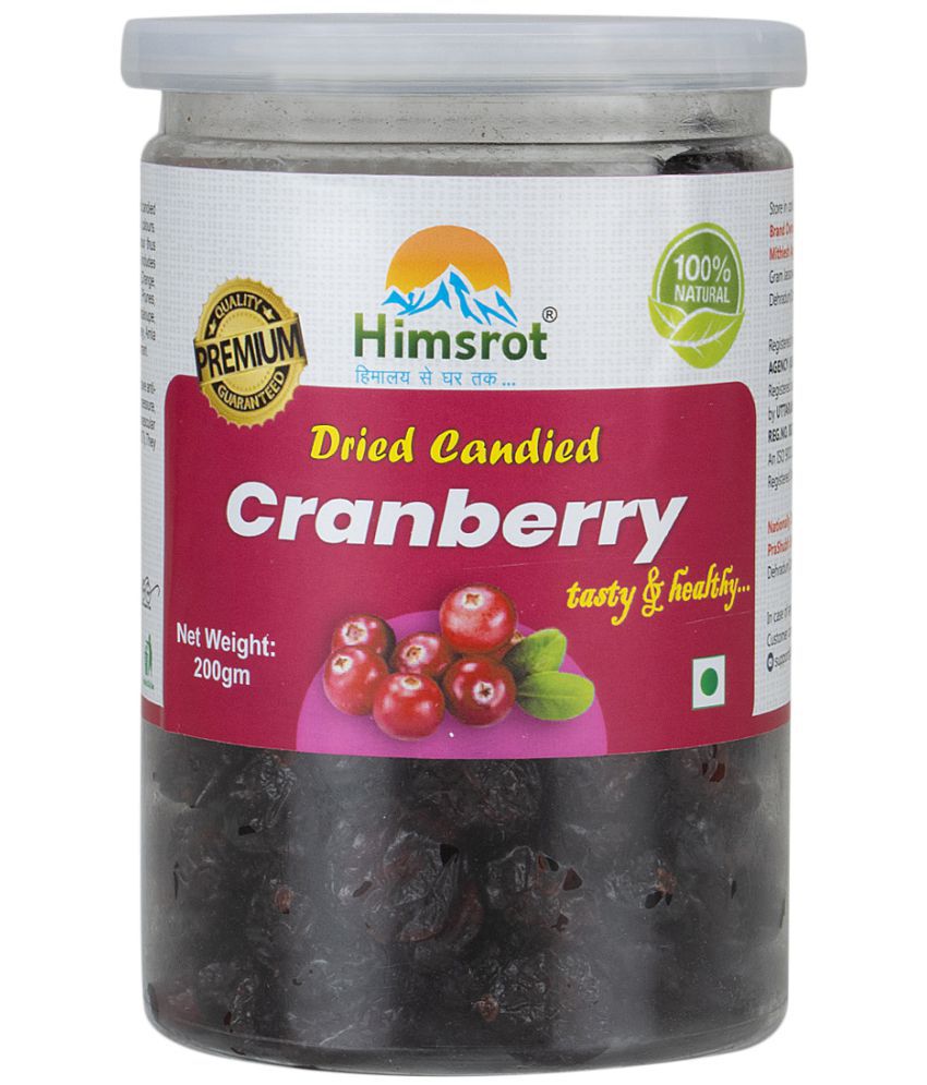     			Himsrot Dried Cranberry Healthy Whole Dry Cranberry Dry Fruit from Himalayas | 100% Natural Sun Dried Berries - Cranberry Dry Fruit - Cranberry Candy 200 gms Resealable Jar