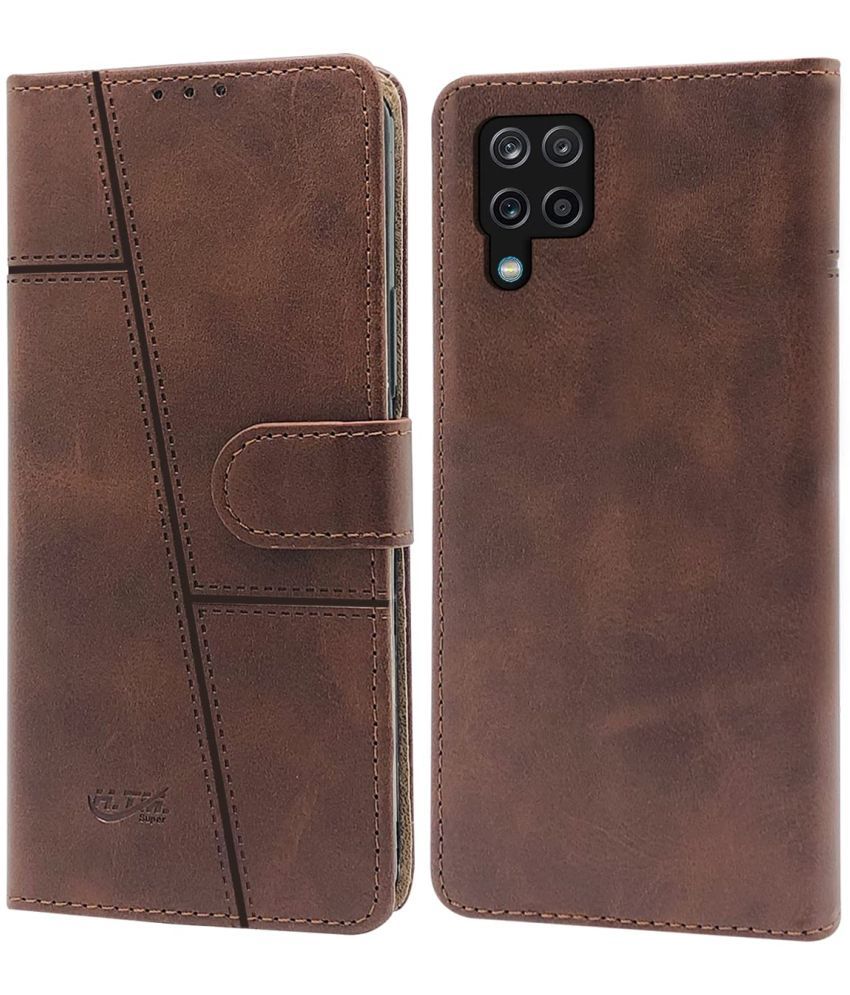     			NBOX - Brown Artificial Leather Flip Cover Compatible For Samsung Galaxy A12 ( Pack of 1 )