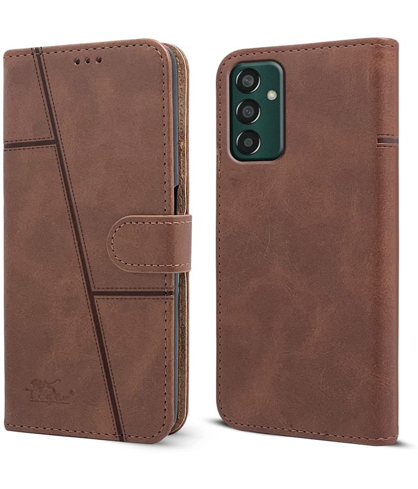     			NBOX - Brown Artificial Leather Flip Cover Compatible For Samsung Galaxy M13 ( Pack of 1 )